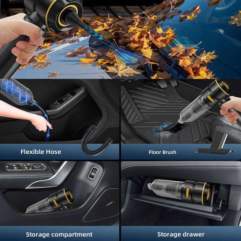WINWEND Car Vacuum Cleaner High Power - 22000PA Portable Cars Vacuum 4 in 1 Compressed Air Duster & Air Blower & Pump Hand Held Vacuum Cordless with Brushless Motor for Car Home Office Black - Image 4